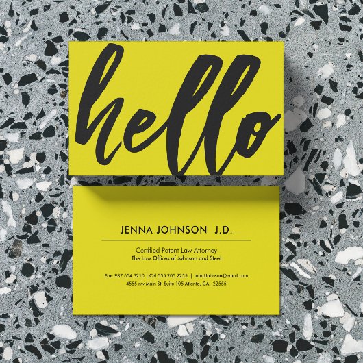 Hallo Geel | Fancy script Sunshine Yellow Visitekaartje