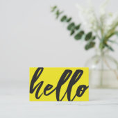 Hallo Geel | Fancy script Sunshine Yellow Visitekaartje (Staand voorkant)