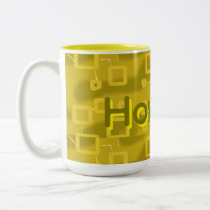 Hallo Geel Geometrisch Tweekleurige Koffiemok