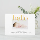 hallo gele gouden Folie moderne, eenvoudige minima Aankondiging (Staand voorkant)