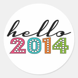 Hallo Gelukkig Nieuwjaar 2014 Oudejaarsavond Stick Ronde Sticker