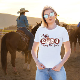 Hallo Gelukkig Nieuwjaar 2024 Cowboy T-shirt