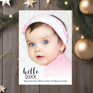 Hallo Gelukkig Nieuwjaar Vakantie Foto Modern Feestdagenkaart