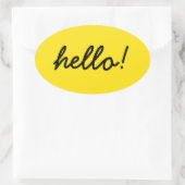 hallo Gelukkig ontwerp Ovale Sticker (Tas)