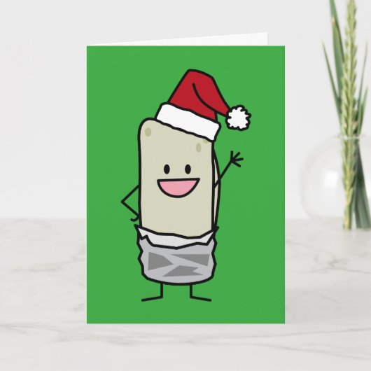 Hallo Gelukkige kerst Burrito Waving Feestdagen Kaart (Voorkant)
