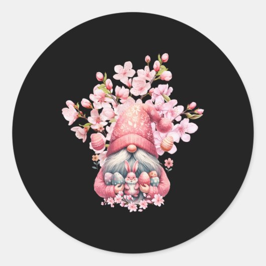 Hallo Gelukkige Pasen Gnomes Ronde Sticker (Voorkant)