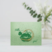 Hallo Geluksvogel! St. Patrick's Day Groene lippen Briefkaart (Staand voorkant)