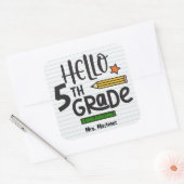 Hallo Gepersonaliseerd 5th Grade Vierkante Sticker (Envelop)