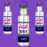 Hallo Gepersonaliseerd Terug naar School Waterfles<br><div class="desc">Hallo Gepersonaliseerde Terug naar School Pas het aan met jouw naam voor een chique girly unieke look.</div>