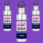 Hallo Gepersonaliseerd Terug naar School Waterfles<br><div class="desc">Hallo Gepersonaliseerde Terug naar School Pas het aan met jouw naam voor een chique girly unieke look.</div>