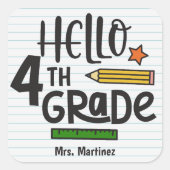 Hallo Gepersonaliseerd Vierkante Sticker (Voorkant)