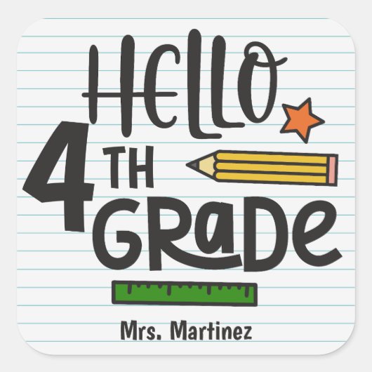 Hallo Gepersonaliseerd Vierkante Sticker (Voorkant)