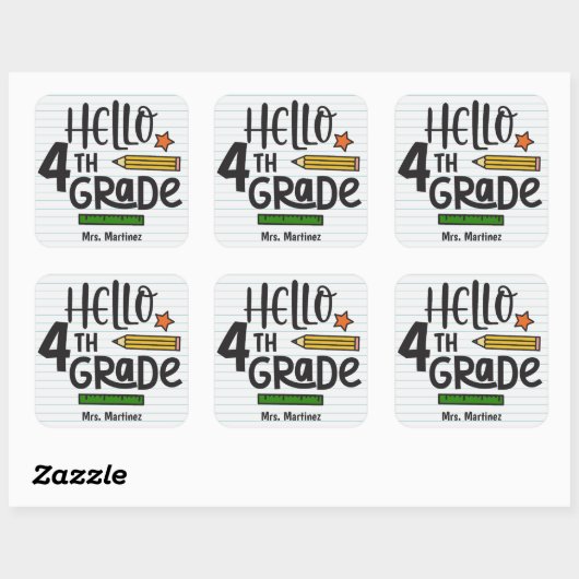 Hallo Gepersonaliseerd Vierkante Sticker (Vel)