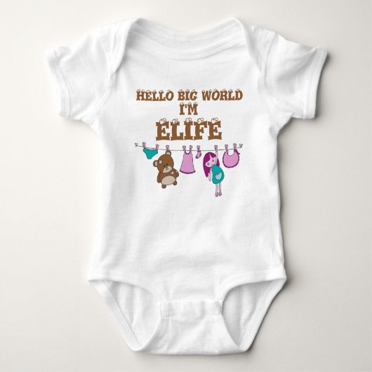 Hallo Gepersonaliseerde 'BIG World' baby Baby Body Romper (Voorkant)