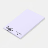 Hallo Gepersonaliseerde Blush Paarse 4x6" Post-it® Notes (Schuin)
