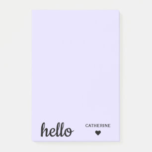 Hallo Gepersonaliseerde Blush Paarse 4x6" Post-it® Notes
