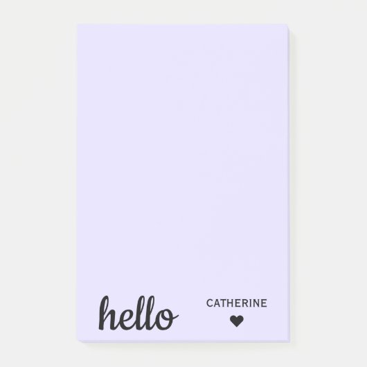 Hallo Gepersonaliseerde Blush Paarse 4x6" Post-it® Notes (Voorkant)