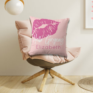 Hallo Gepersonaliseerde Blush Pink Fuchsia Kussen