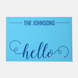 HALLO Gepersonaliseerde familienaam Welkom Mat Blu