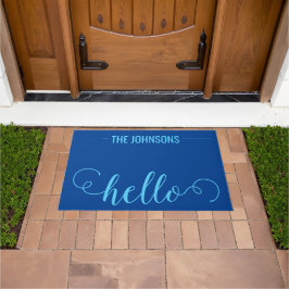 HALLO Gepersonaliseerde familienaam Welkom Mat Blu