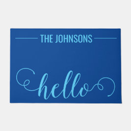 HALLO Gepersonaliseerde familienaam Welkom Mat Blu