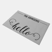 HALLO Gepersonaliseerde familienaam Welkom Mat Gra (Schuin)