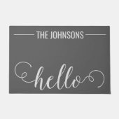 HALLO Gepersonaliseerde familienaam Welkom Mat Gra (Voorkant)