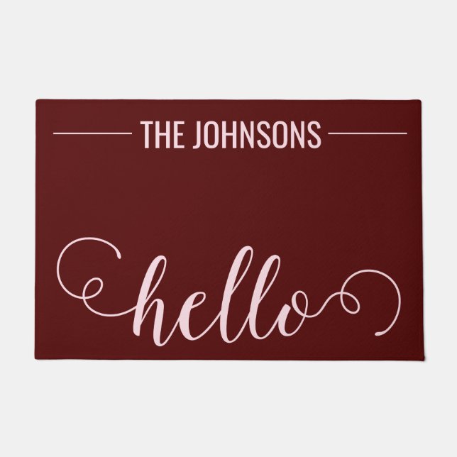 HALLO Gepersonaliseerde familienaam Welkom Mat Mar (Voorkant)