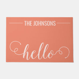 HALLO Gepersonaliseerde familienaam Welkom Mat Pea