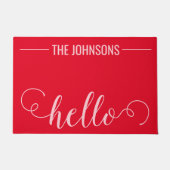 HALLO Gepersonaliseerde familienaam Welkom Mat Roo (Voorkant)