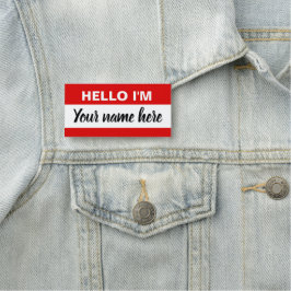Hallo Gepersonaliseerde Mijn naam is (rood) Naamplaatje