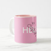 Hallo Gepersonaliseerde roze "?" Mok met Custom (Voorkant links)