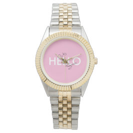 Hallo Gepersonaliseerde roze "?" polshorloge met C Horloge