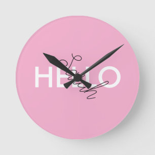 Hallo Gepersonaliseerde Roze "Zwarte" Muurklok met Ronde Klok