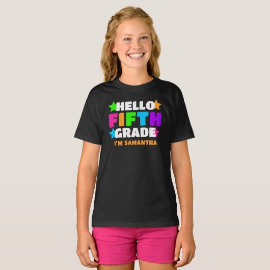 Hallo Gepersonaliseerde? Vijfde klas student Kinde T-shirt (Voorkant volledig)
