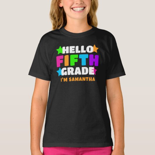 Hallo Gepersonaliseerde? Vijfde klas student Kinde T-shirt (Voorkant)