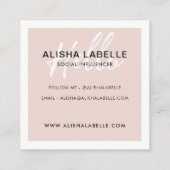 Hallo getrokken | Blush Roze Antiek Telefoon Mono Vierkante Visitekaartje (Achterkant)