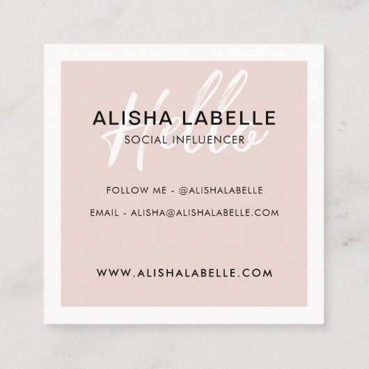 Hallo getrokken | Blush Roze Antiek Telefoon Mono Vierkante Visitekaartje (Achterkant)