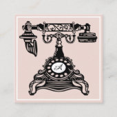 Hallo getrokken | Blush Roze Antiek Telefoon Mono Vierkante Visitekaartje (Voorkant)