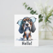 Hallo getrokken | Grappige Basset Hound Puppy Dog Briefkaart (Staand voorkant)