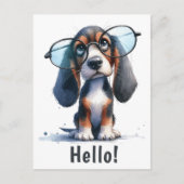 Hallo getrokken | Grappige Basset Hound Puppy Dog Briefkaart (Voorkant)