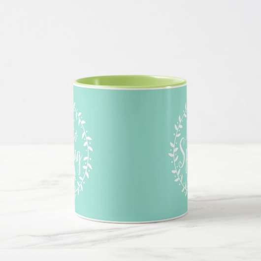 Hallo getrokken lente krans & konijntje mok (Midden)