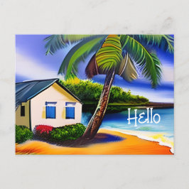 Hallo getrokken | Waterverf Beach Art | Contact ho Briefkaart