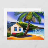 Hallo getrokken | Waterverf Beach Art | Contact ho Briefkaart (Voorkant / Achterkant)