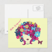 hallo, geweldig! Mooie Vloerdame Briefkaart (Voorkant / Achterkant)