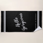 hallo geweldige glamoureuze zwarte en witte gewoon strandlaken (Voorkant)