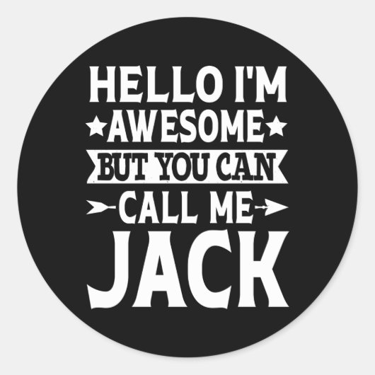 Hallo Geweldige Jack Naam Ronde Sticker (Voorkant)