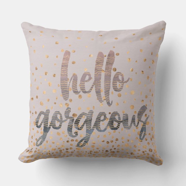 hallo geweldige Lila Periwinkle Roos Gold Confetti Kussen (Voorkant)