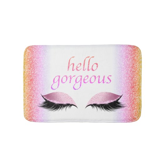 hallo geweldige Makeup Eyelashes Roze Glitter Girl Badmat (Voorkant)
