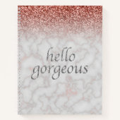 hallo geweldige Roos Gold Marble Ombre Glitter Gla Notitieboek (Voorkant)